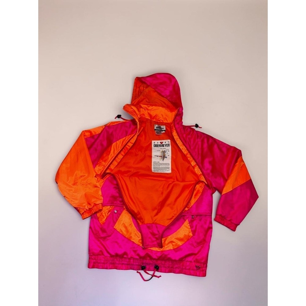 Vintage Sport Obermeyer Gore-Tex Ski Jacket Neon Pink Orange Swirl Womens Medium